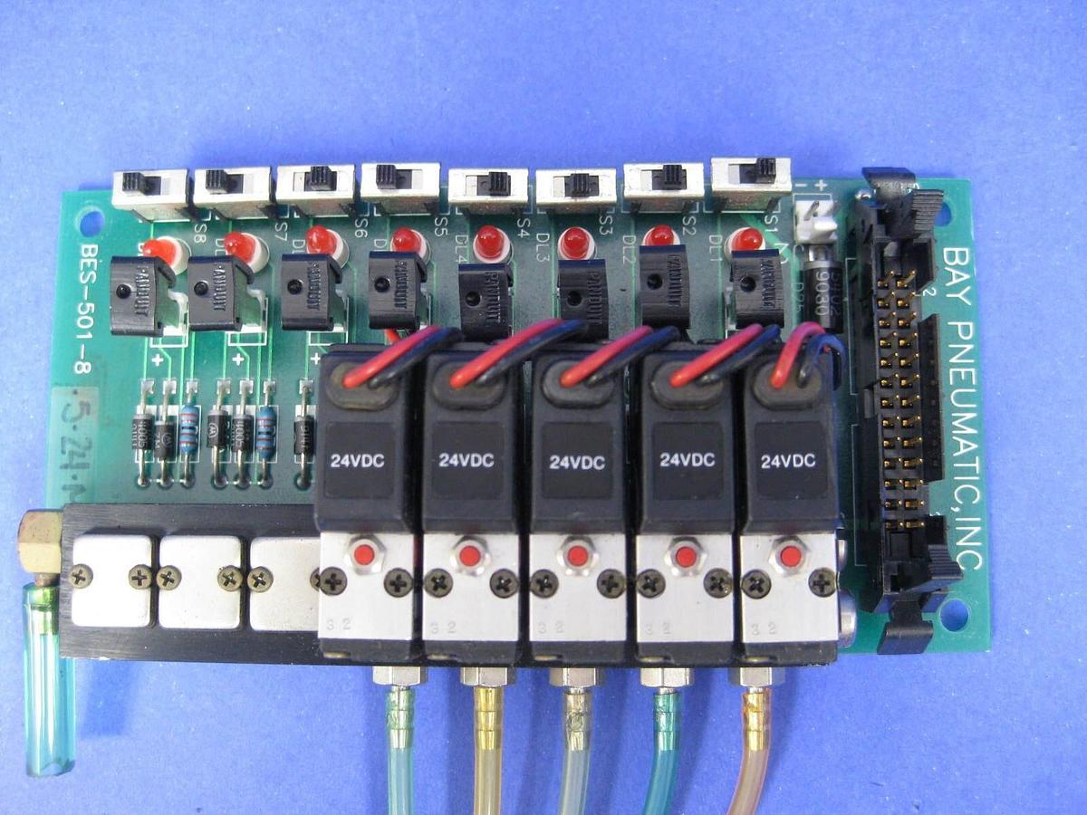 Used Bay Pneumatic Inc BES-501-8 PCB w/ Humphrey HA010E1 Solenoid Valves, Used