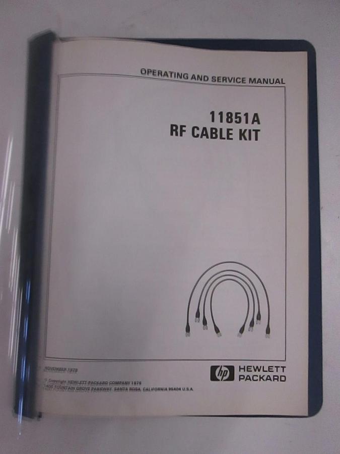 Used HP 11851A RF Cable Kit, Operating and Service Manual, Used