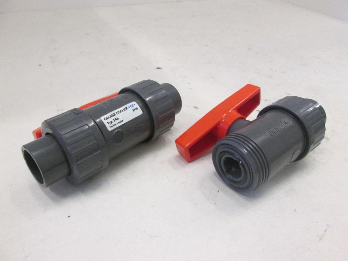 Used George Fischer, Type 346, DN 15 1/2", 2 Way Ball Valve, Used, Lot of 2