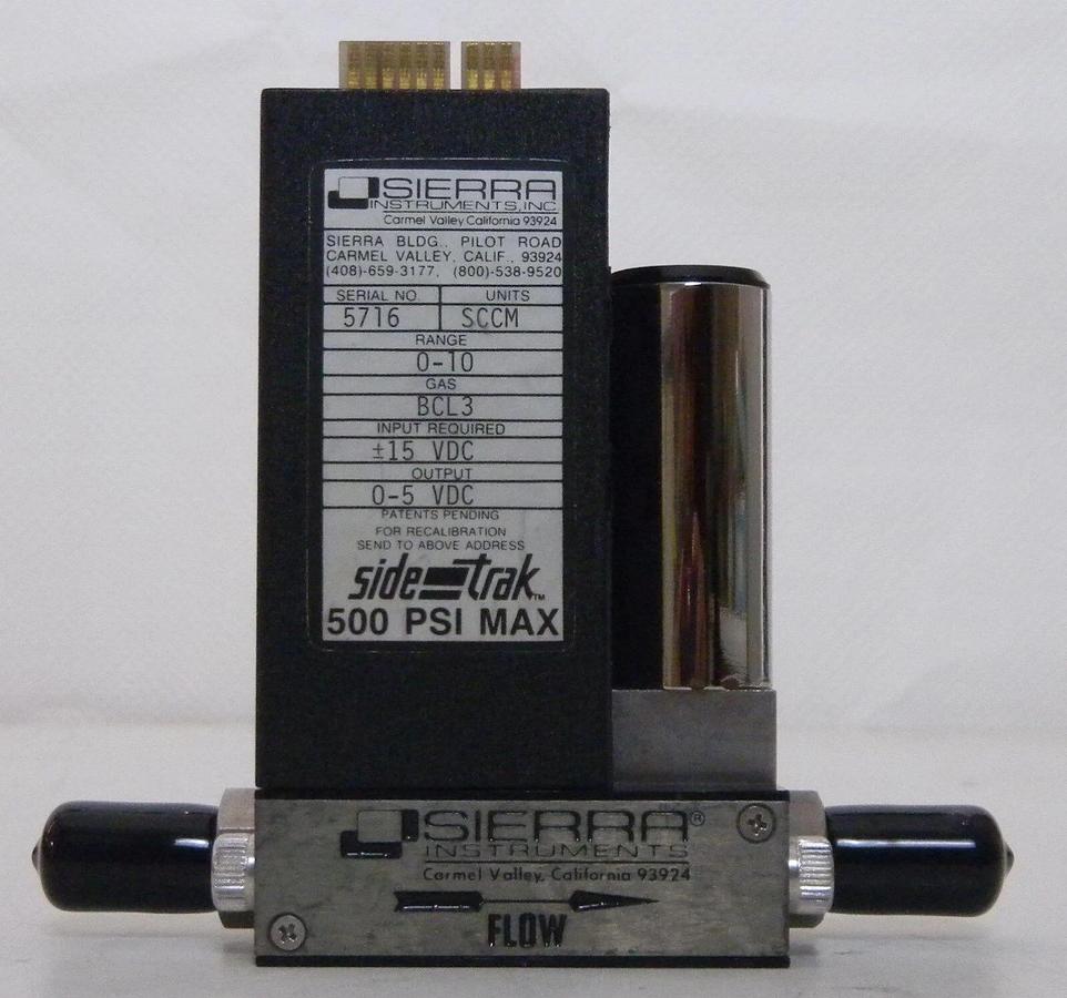 Used Sierra Instruments Sidetrak Mass Flow Controller, BCL3, 1-10 sccm, Used