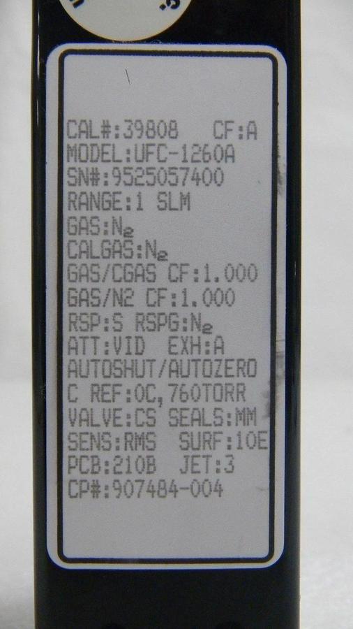 Used Unit UFC-1260A, Mass Flow Controller, Gas- N2, Range- 1 SLM, 1/4" M I/O VCR