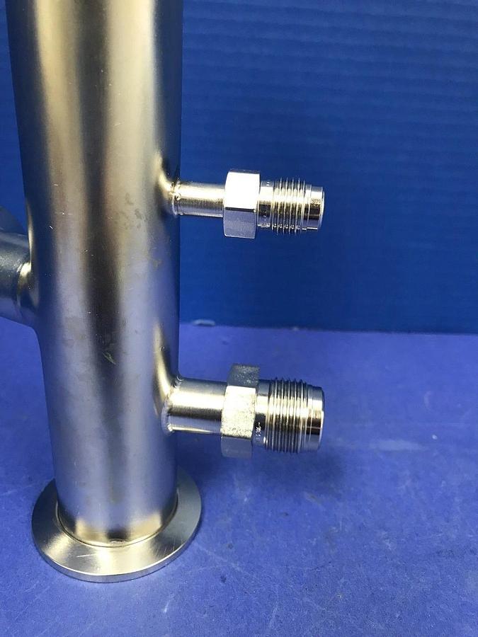 Stainless Steel Vacuum Fitting: NW40 Full Nipple, 9"L with 3 Ports