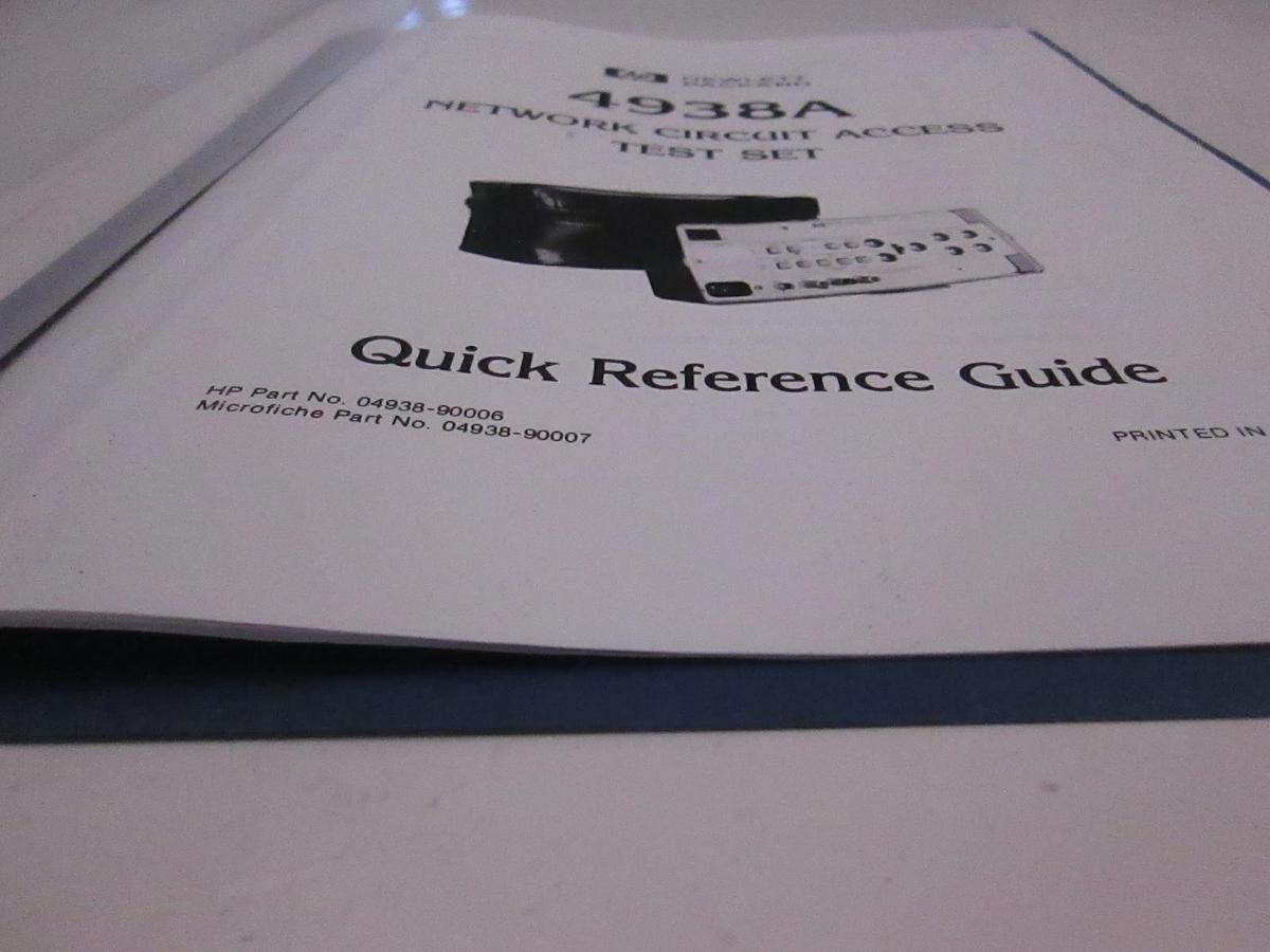 Used HP Model 4938A Network Circuit Access Test Set Quick Reference Guide, Used