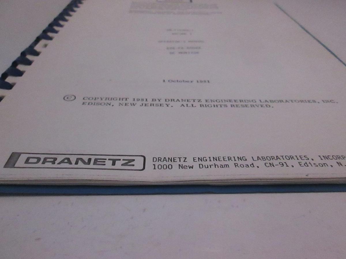 Used Dranetz Volume 1 Operators Manual for TM-110385-1, Used