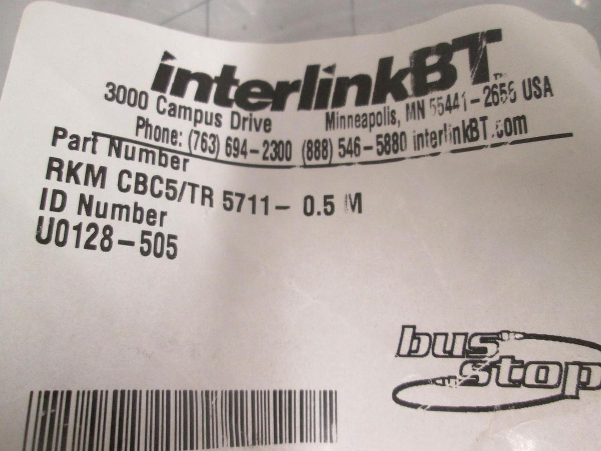 Used Interlink, RKM CBC5/TR 5711-0.5M, Cordset Connector Cable, New