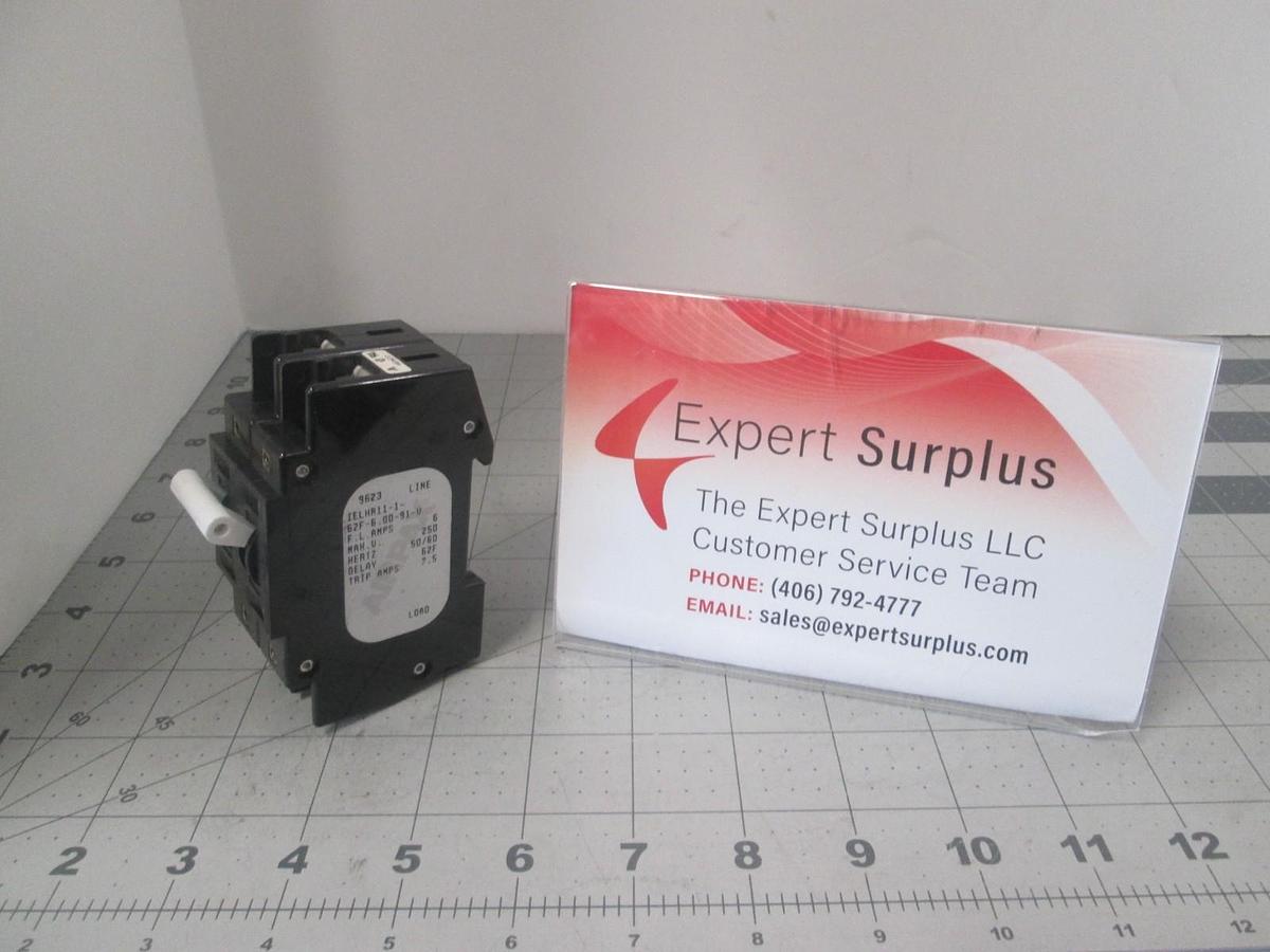 Airpax, IELHR11-1-62F-6.00-91-V, 6A, 2 Pole, Circuit Breaker, New