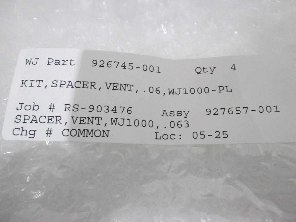 Watkins Johnson, Vent Spacer Kit for WJ1000 APCVD System, 927657-001, New