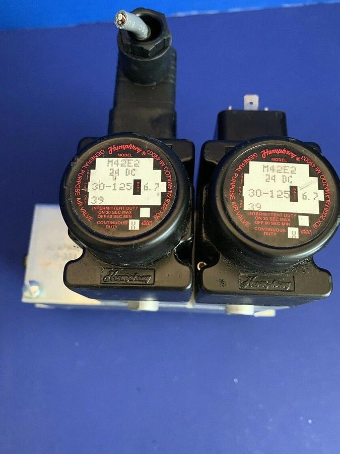 Used Humphrey M42E2  Solenoid Air Valve Assy w/ 2 Valves and MC-3 Manifold, Used