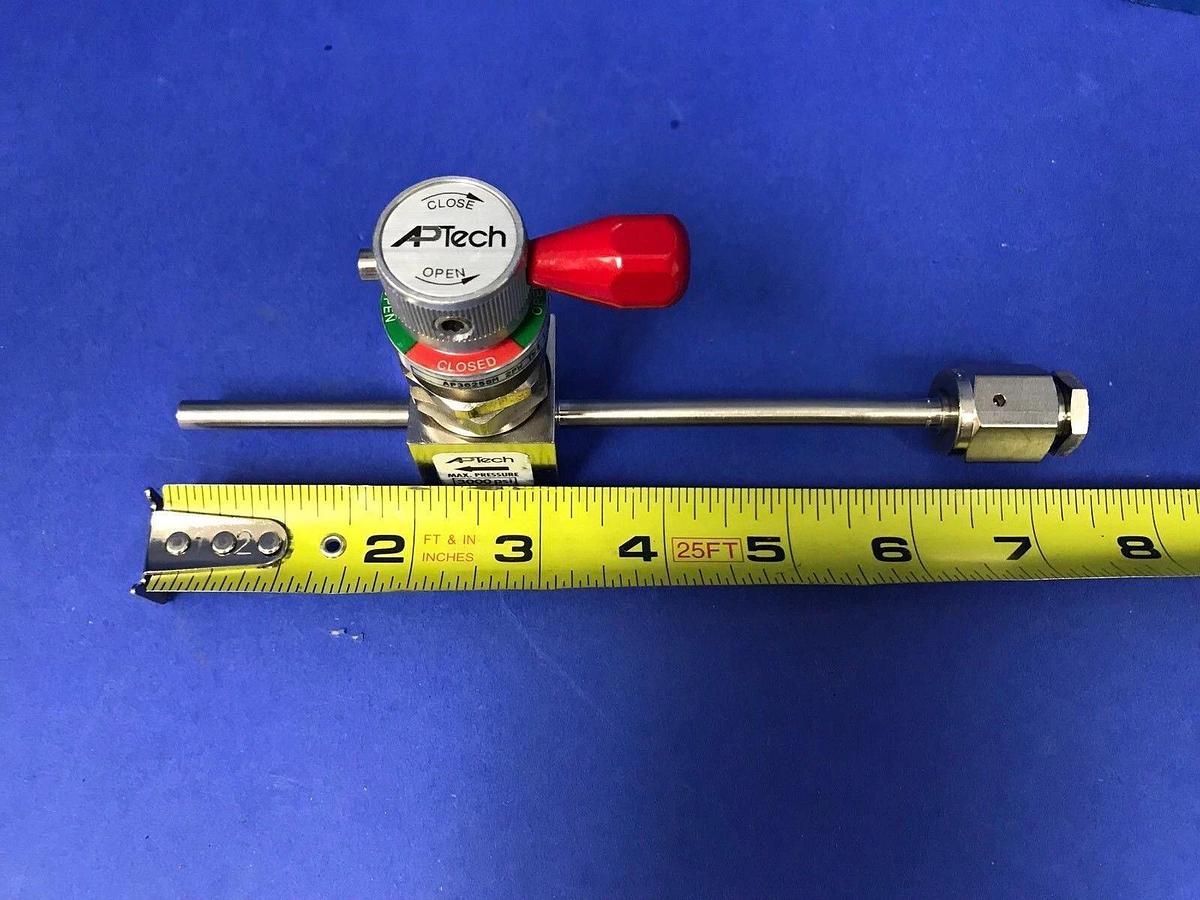 Used APTech AP3625SM TW4 1.75 P Manual Diaphragm Valve Assembly, Red Lever Handle