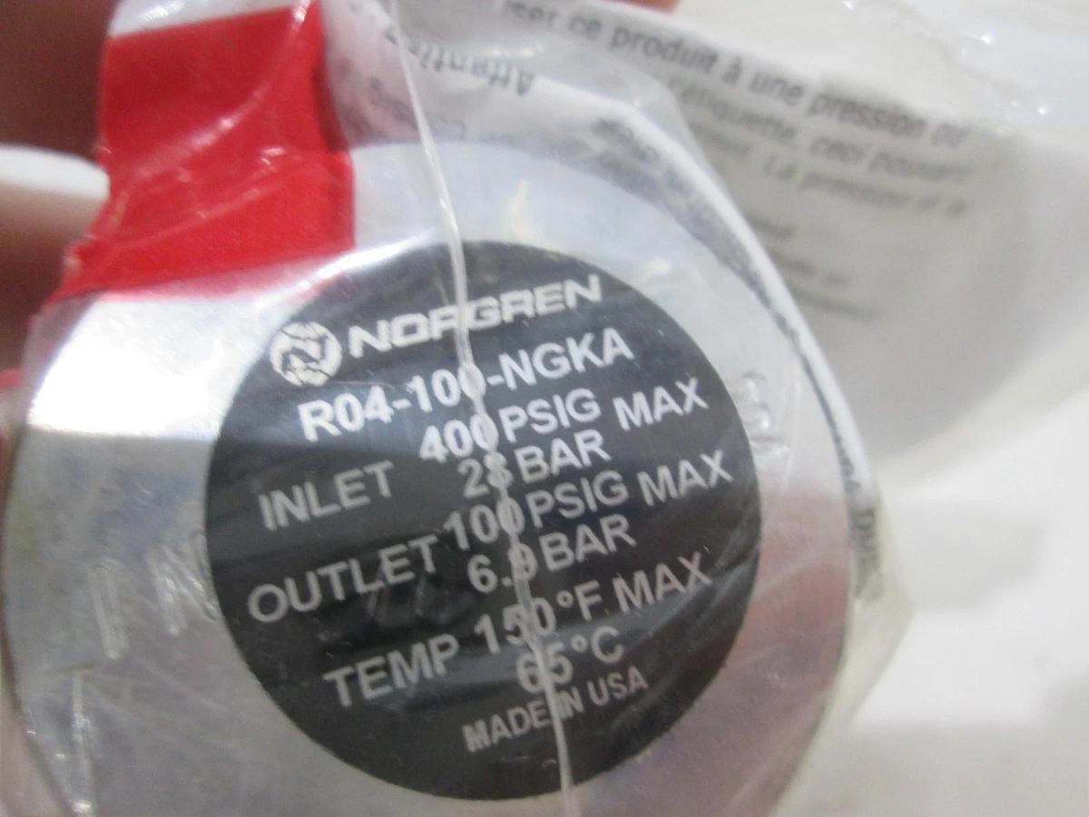 Norgren, R04-100-NGKA, Regulator, 400 PSIG Max In, 100 PSIG Max Out, New