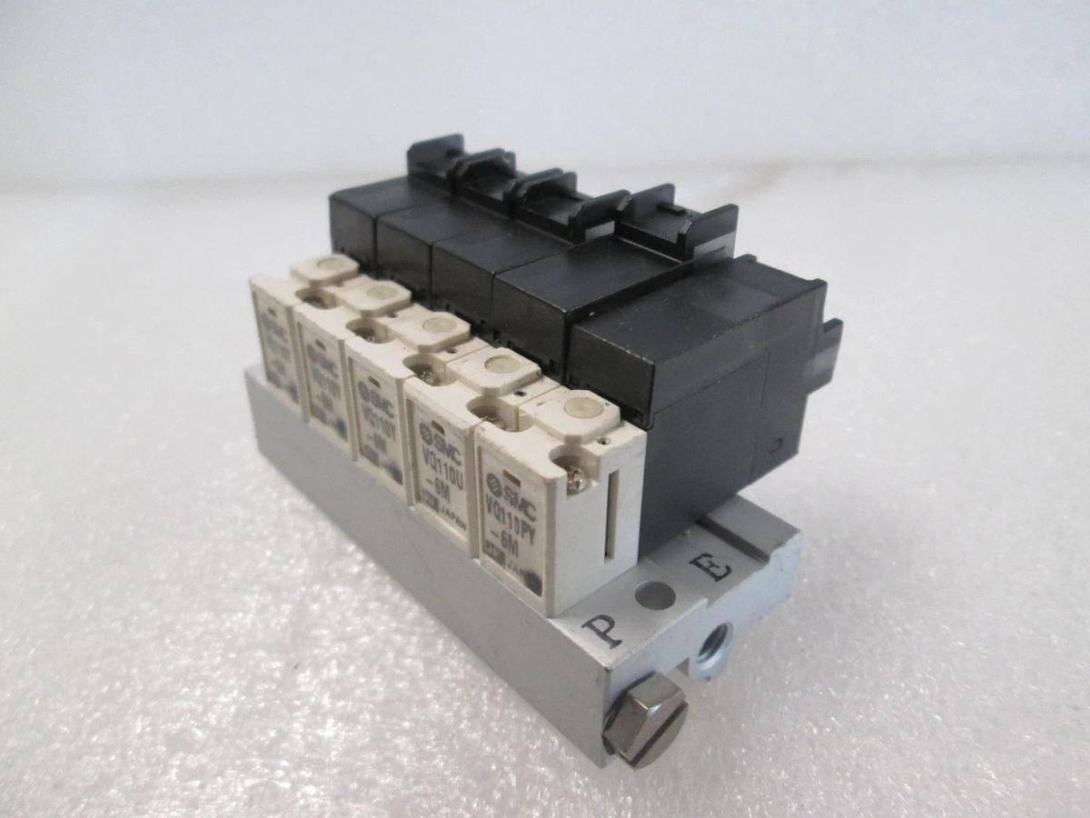 Used SMC, VQ110Y-6M, Solenoid Valve Block Assy, 5 Valve, Used