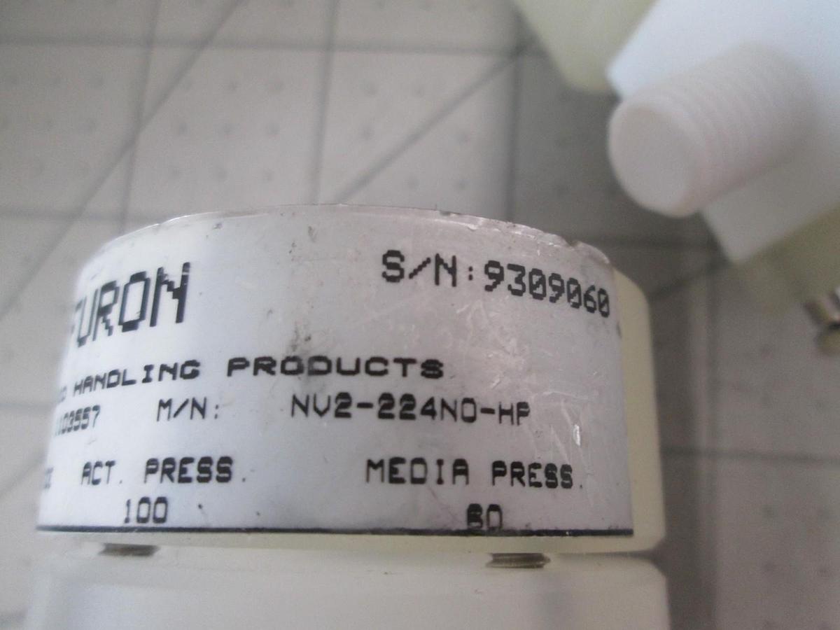 Used Furon NV2-224 High Purity N.O. Pneumatic Valve, 60 psi/100 psi, Used, Lot of 3