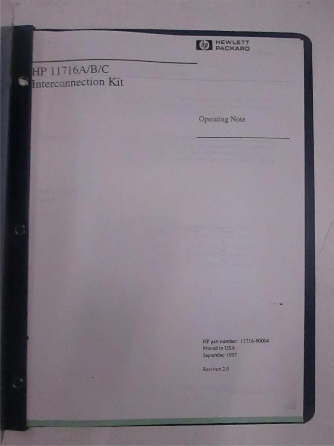 Used HP Model 11716A/B/C Interconnection Kit Operating Note, Used