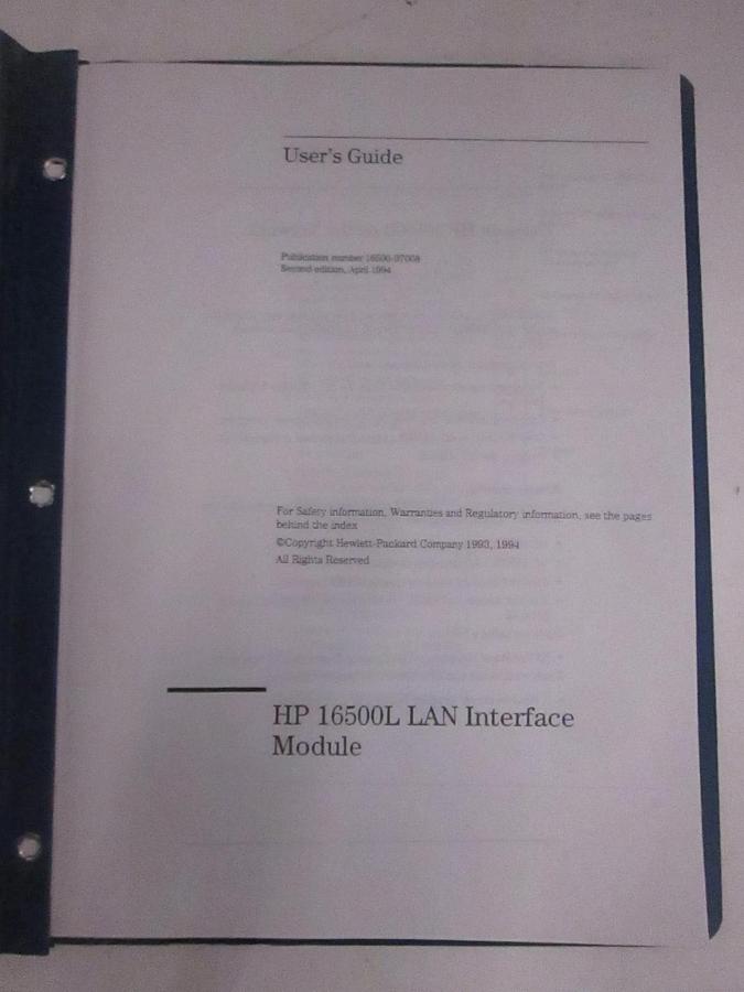 Used HP 16500L LAN Interface Module User's Guide, Used