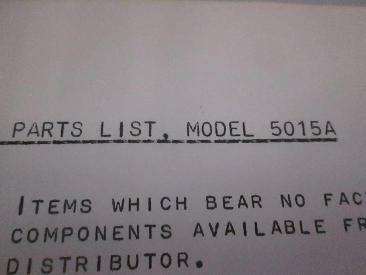 Used Power Designs Model 5015A Parts List, Used
