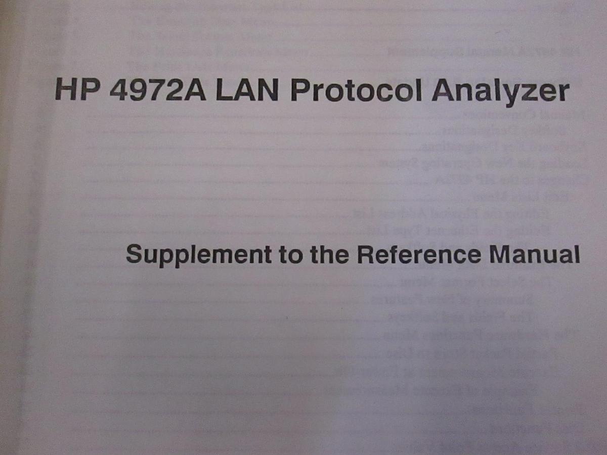 Used HP 4972A LAN Protocol Analyzer Supplement to Reference Manual, Used