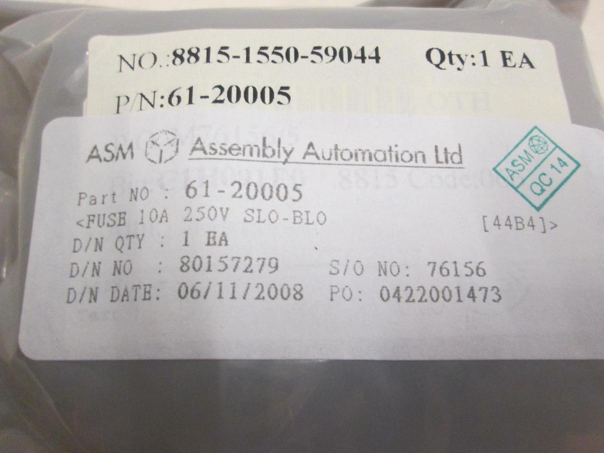 Used ASM, Fuse 10A, 250VSlow Blow, 61-20005, New