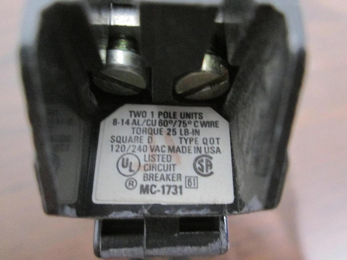 Used Square D, Type QOT, MC-1731, Single Pole Circuit Breaker, 20A, Used, Lot of 3