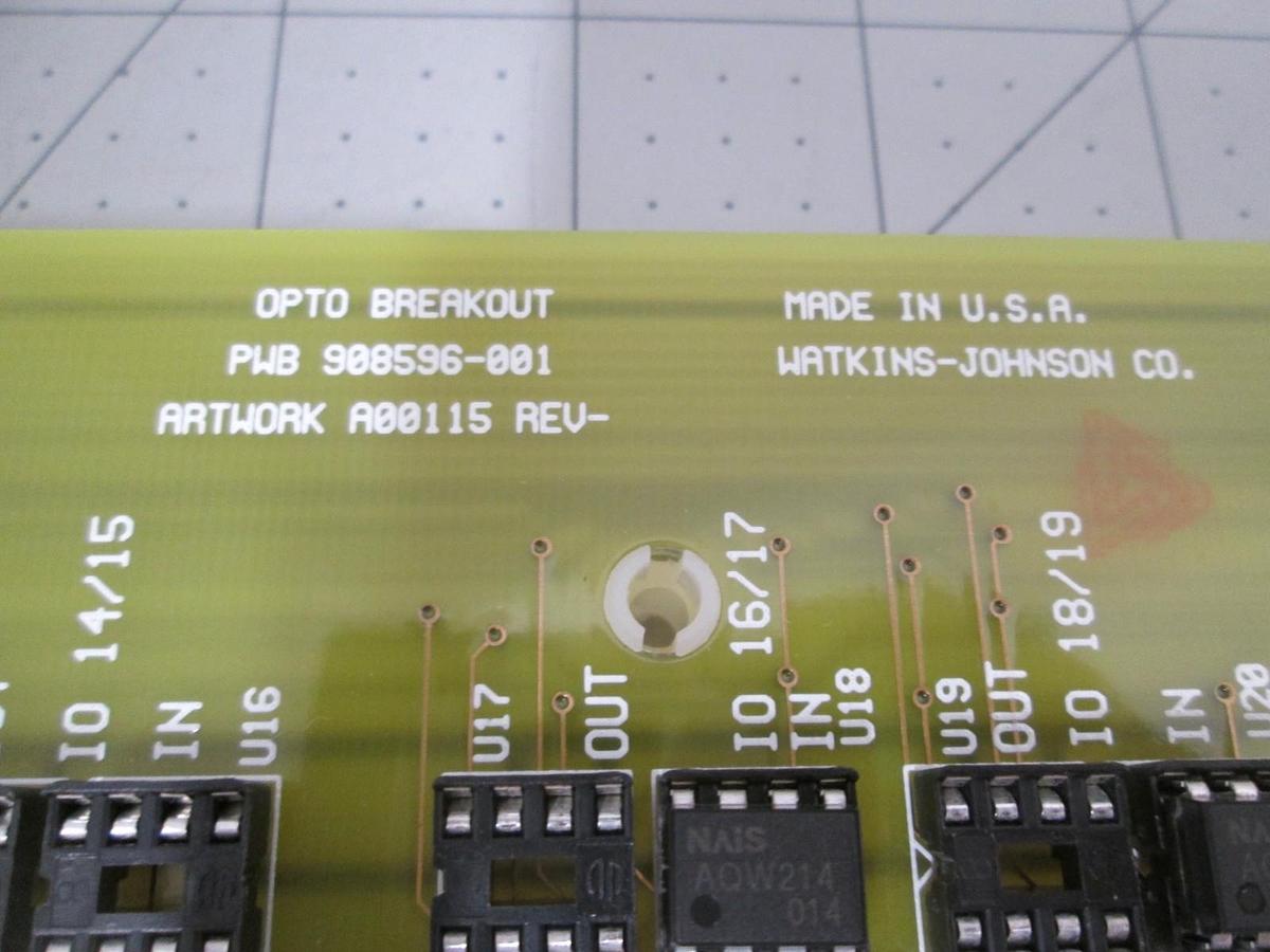 Watkins Johnson, 908597-002, Opto Breakout PCB Assy, WJ999, WJ1500, New