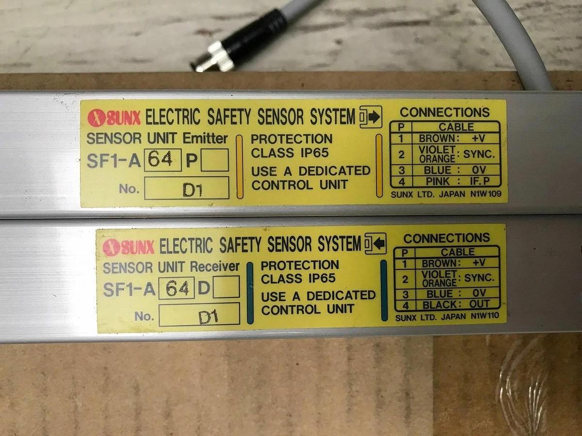 Used SUNX SF1-A64P / SF1-A64D Safety Light Curtain Emitter and Receiver, 1260mm, New