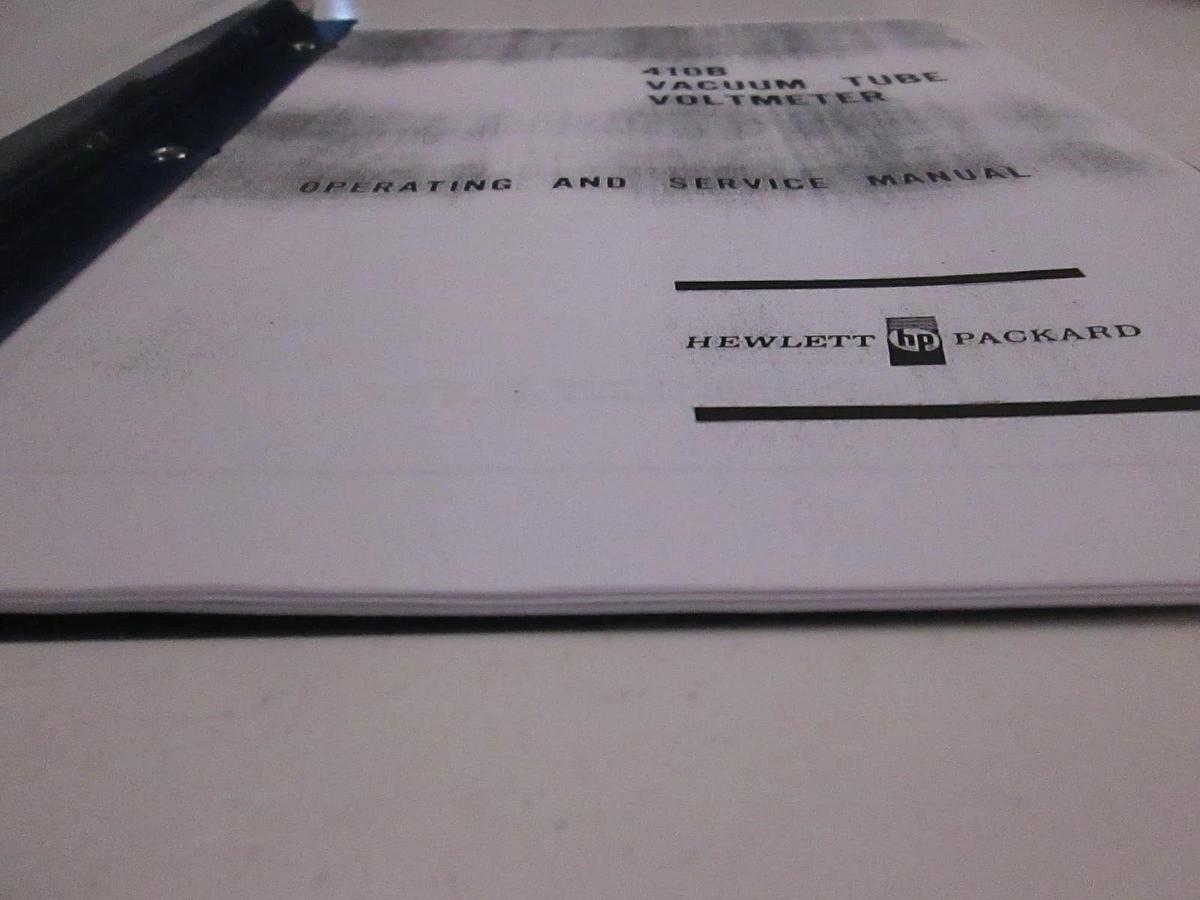 Used HP 410B Vacuum Tube Voltmeter Operating and Service Manual, Used