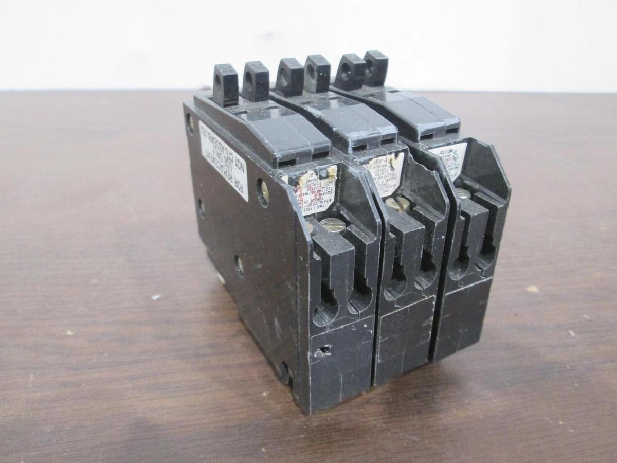 Used Square D, Type QOT, MC-1731, Single Pole Circuit Breaker, 20A, Used, Lot of 3