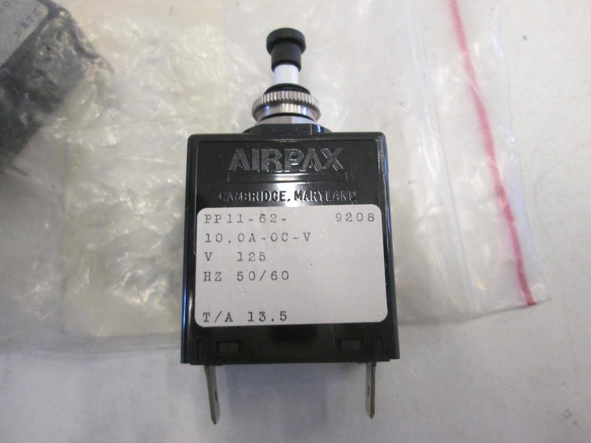 Used Airpax, PP11-62-10.0A-OC-V, Circuit Protector, 125V, 50/60Hz, Used, Lot of 3