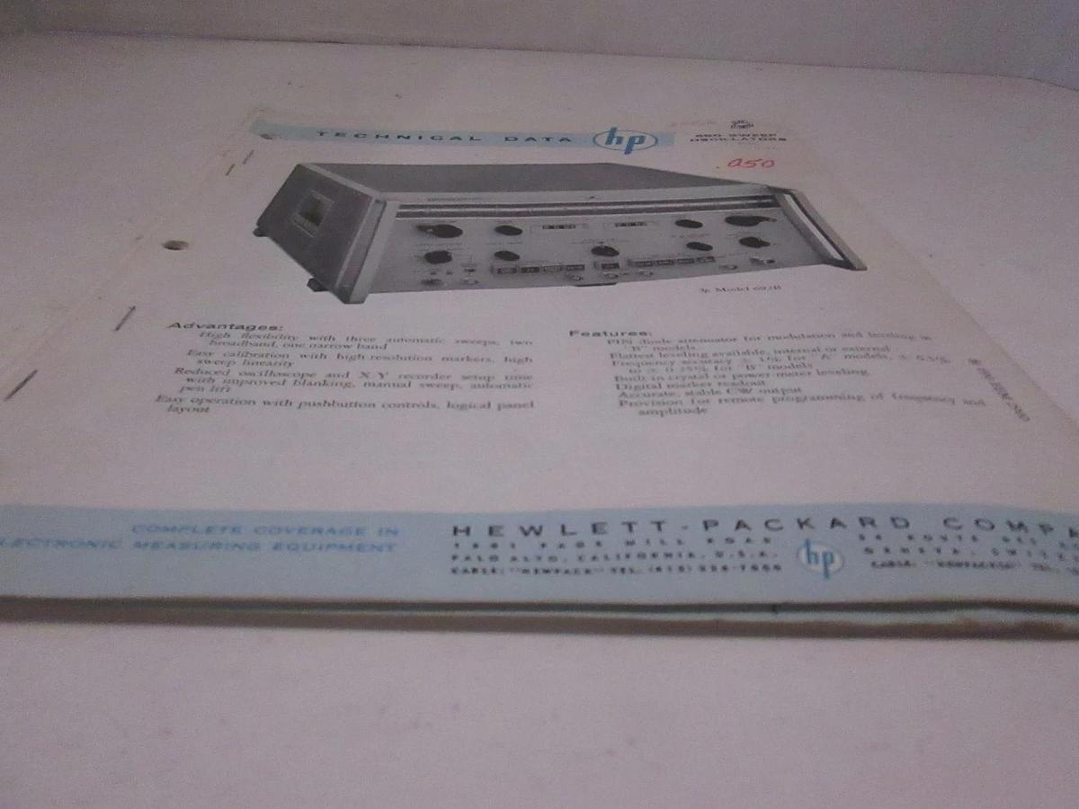 Used HP 690 Sweep Oscillators 1-40Gc Technical Data, Used