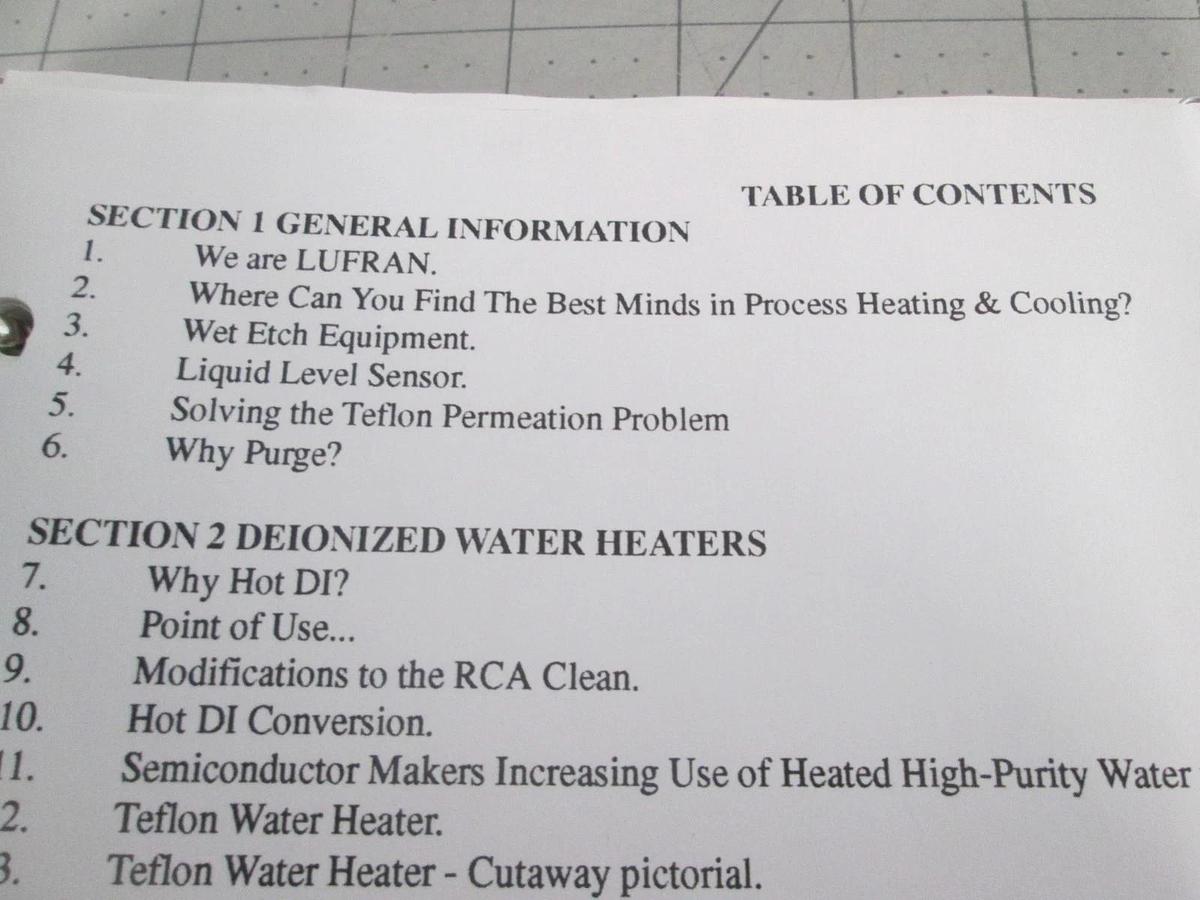 Used Lufran, General Information Binder, Used