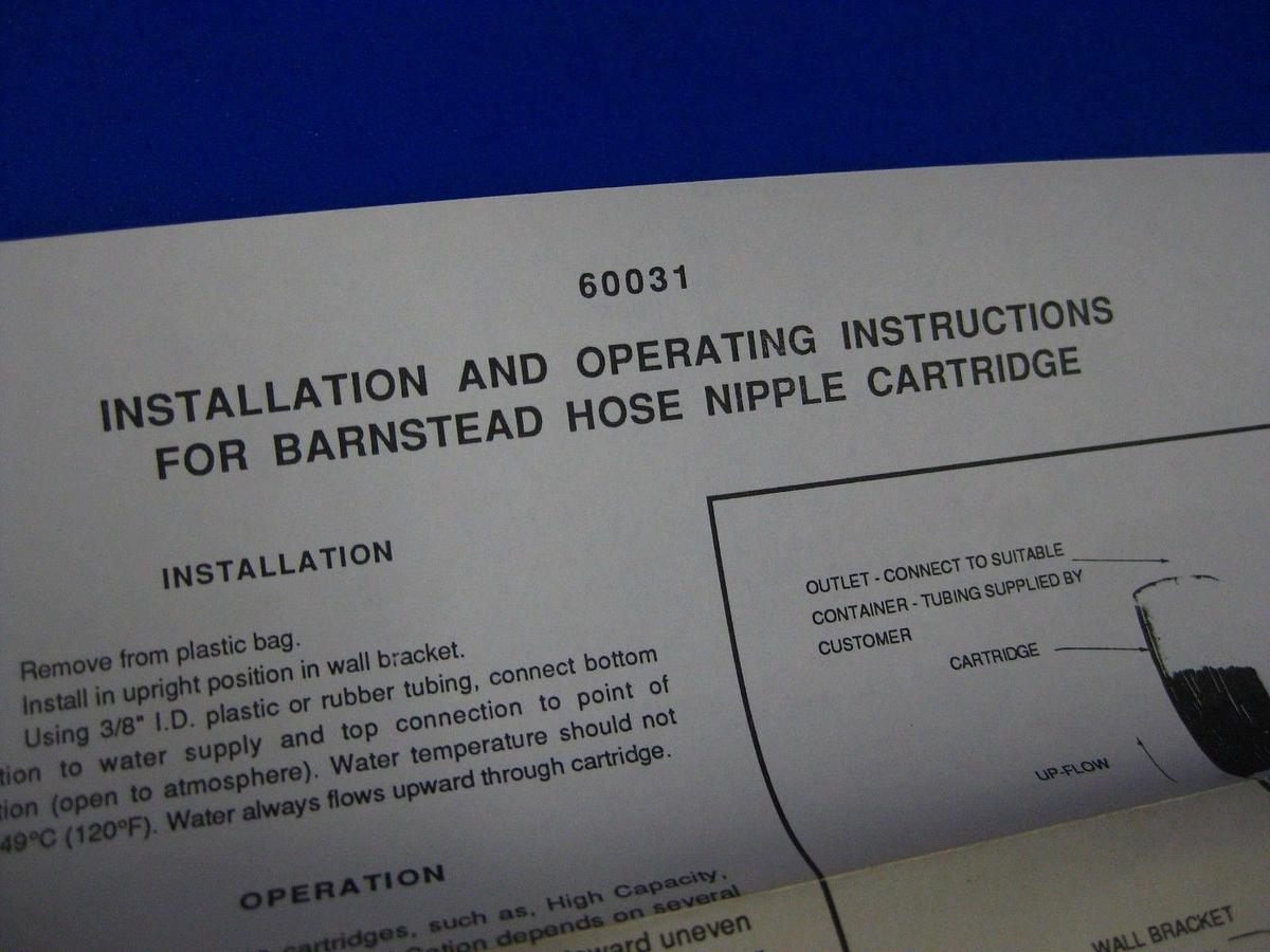 Used Barstead Thermolyne D8951 Hose Nipple Economy Cartridge, NIB