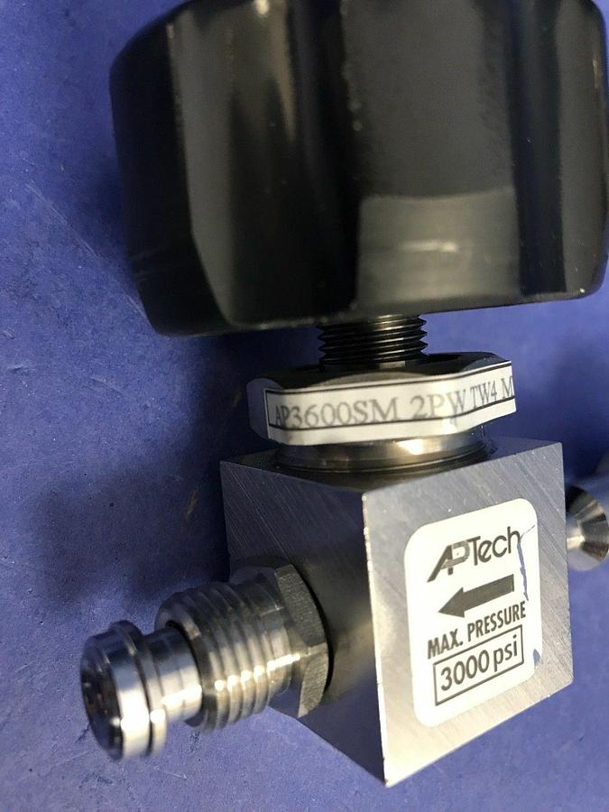 Used APTech AP3600SM Manual Diaphragm Valve, 1/4" MVCR x 3/8" Female Swaglok, Used