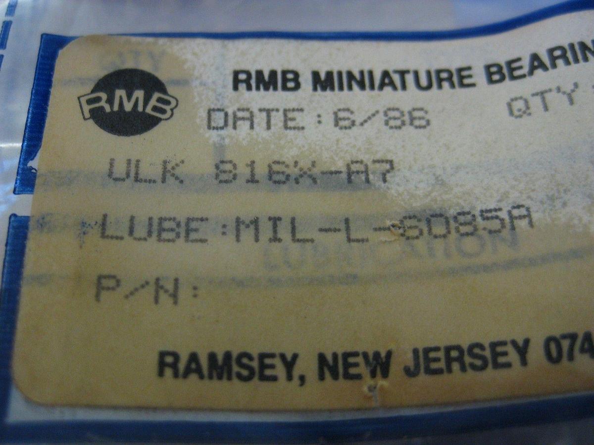 RMB ULK 816X-A7 Flanged Single Row Ball Bearing 16mm OD x 8mm Bore, Lot of 9