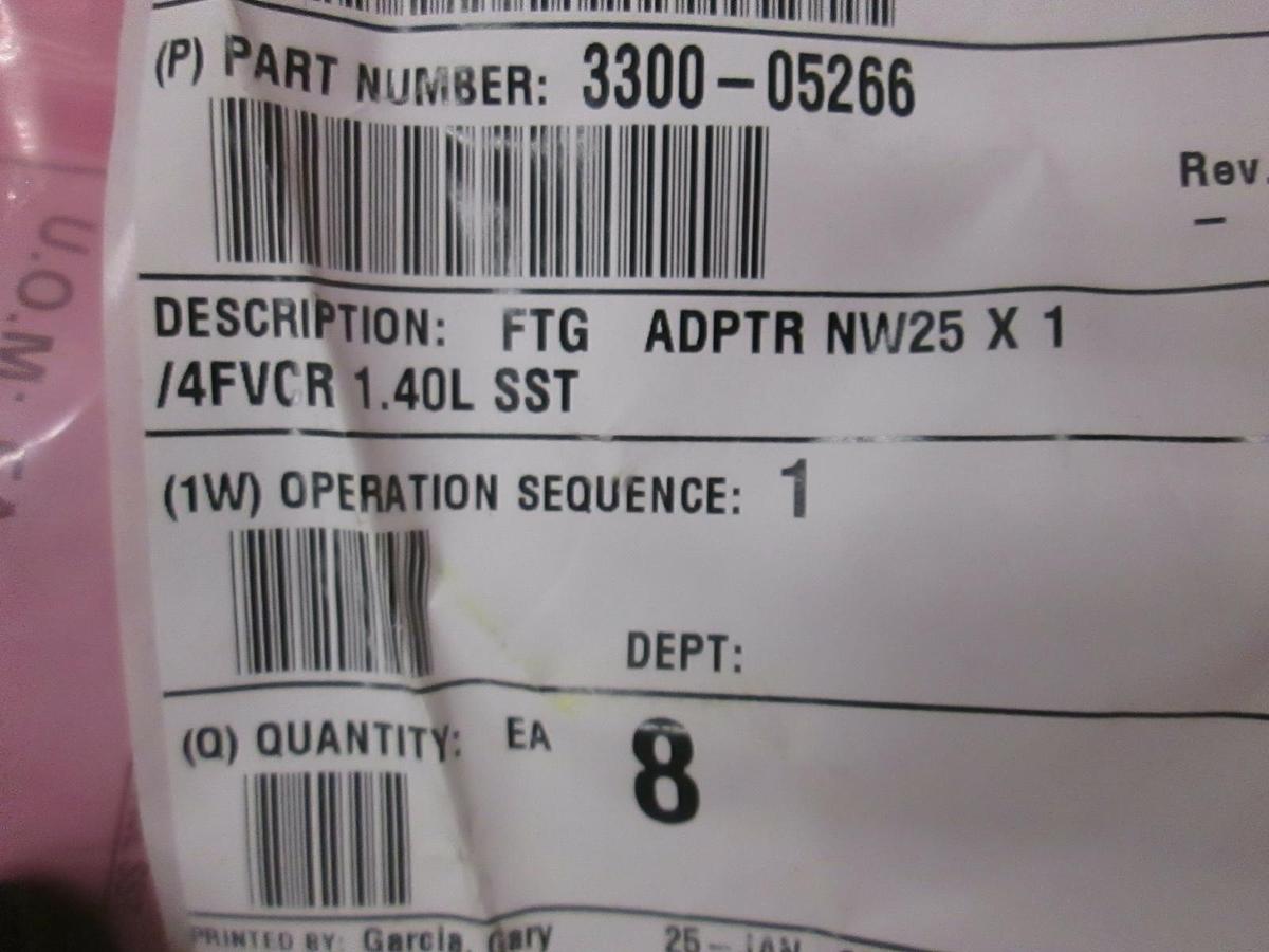 Used AMAT, FTG Adapter NW25 X 1/4 FVCR 1.40L SST, 3300-05266, Used