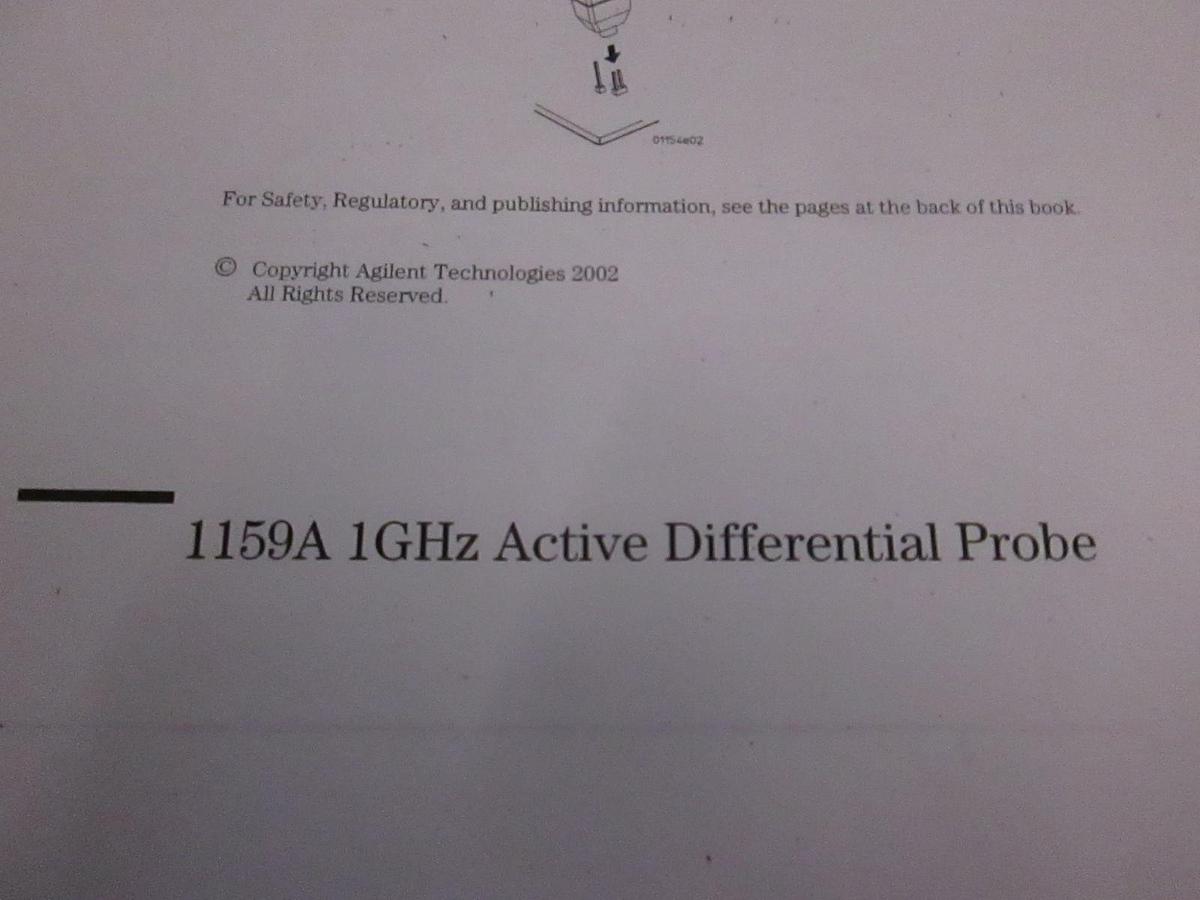 Used Agilent 1159A 1GHz Active Differential Probe User's Guide, Used