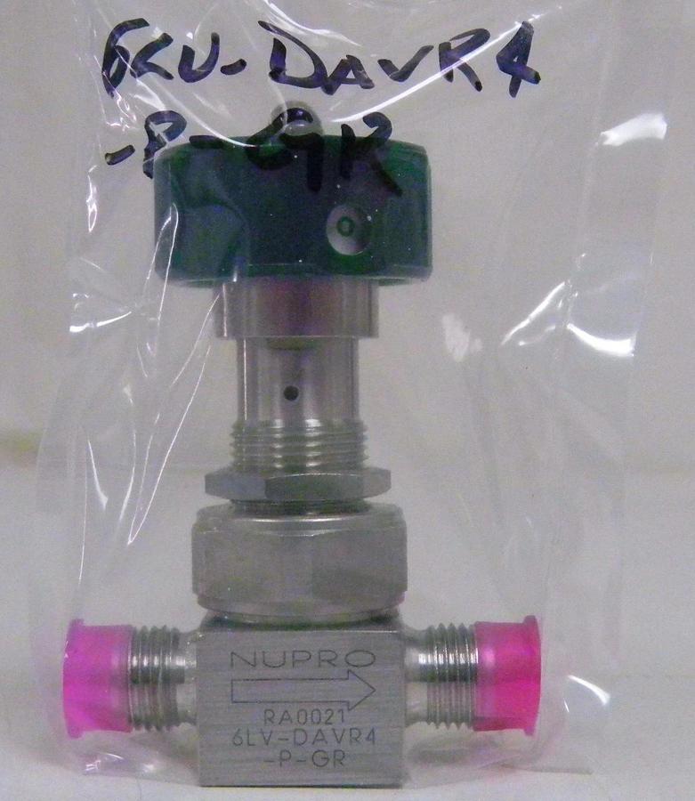 Used Nupro 6LV-DAVR4-P-GR 1/4 Turn Valve, 1/4" MVCR/MVCR, Used