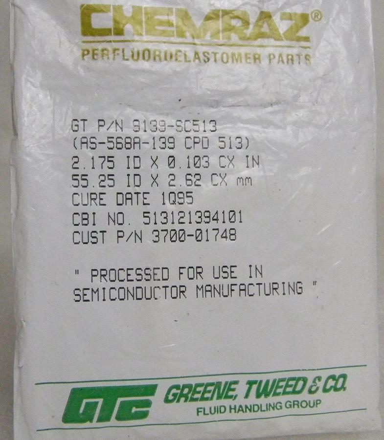 Used Chemraz, Greene Tweed, 9139-SC513, White O-Ring, See Details, NIP