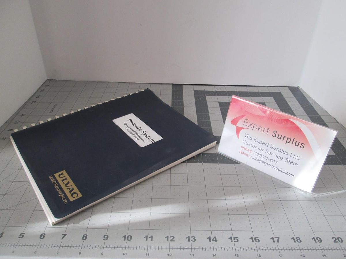 Used Ulvac, Phoenix System, Operator and Maintenance Training Course, Used