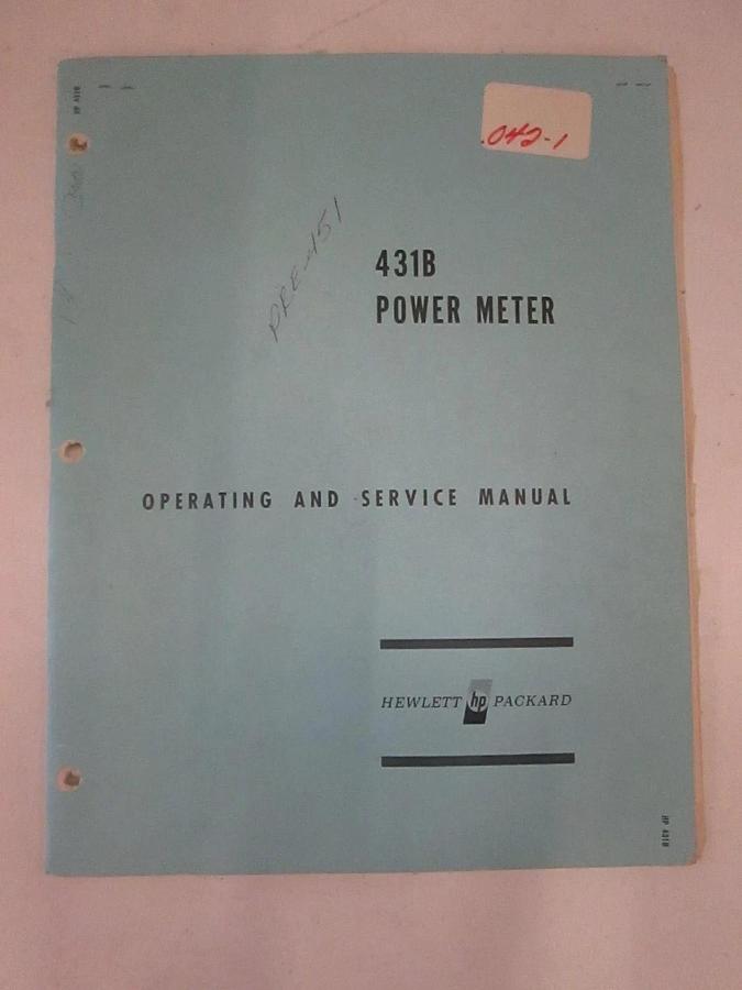 Used HP 431B Power Meter Operating and Service Manual, Used