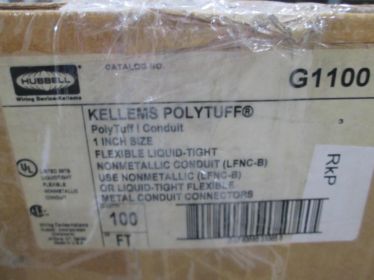 Hubbell, Kellems Polytuff, 1" Liquid Tight Conduit, 205-687, 100', New