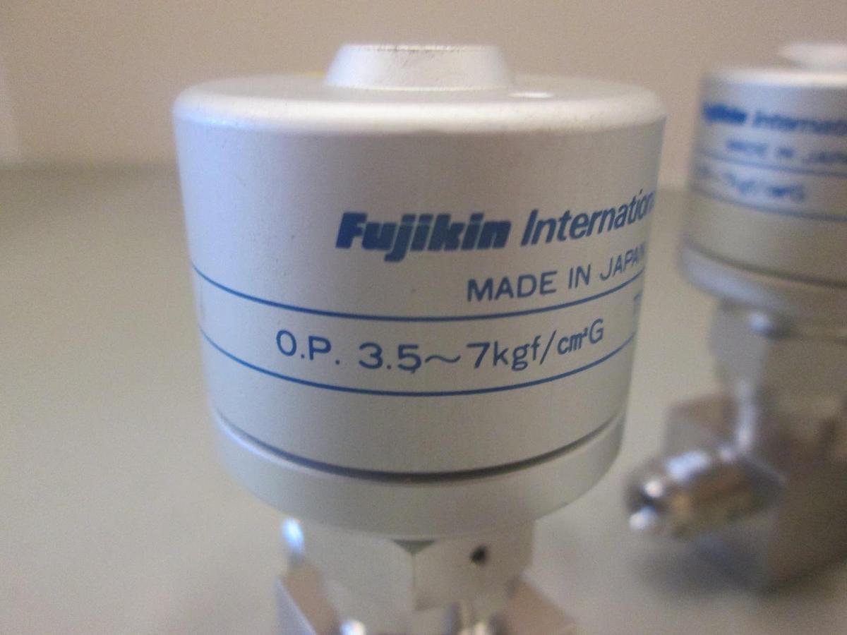 Used Fujikin, 3.5-7kgf, N.O. Pneumatic Valve, 1/4" MVCR, Used, Lot of 3