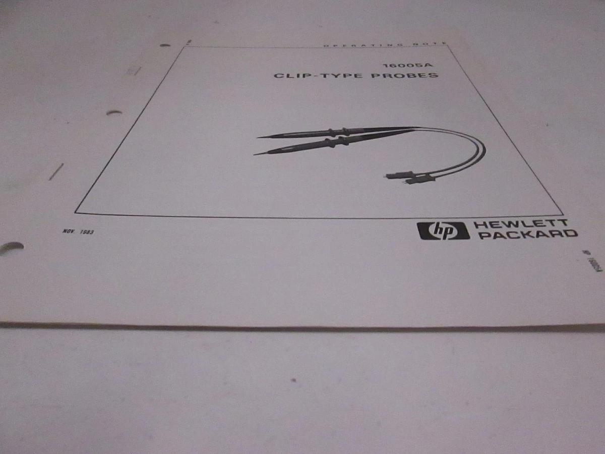Used HP Model 16005A Clip-Type Probes Operation Note, Used
