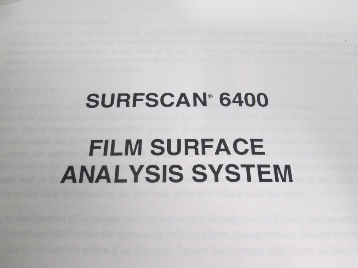 Used Tencore, Surfscan 6400 Film Surface Analysis System, Used