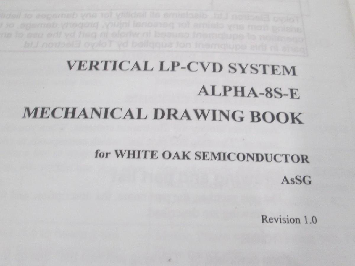 Used TEL Tokyo, ALPHA-8S-E, Mechanical Drawing Book AsSG, Used