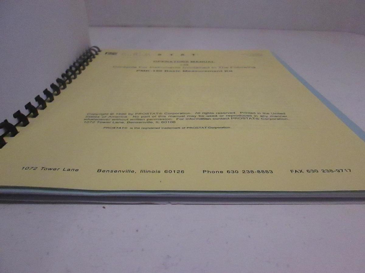 Used Prostat PMK-150 Basic Measurement Kit Operators Manual, Used