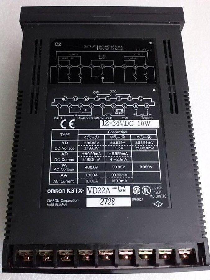 Used Omron K3TX-VD22A-C2, Digital Meter, Controller, PanelUsed