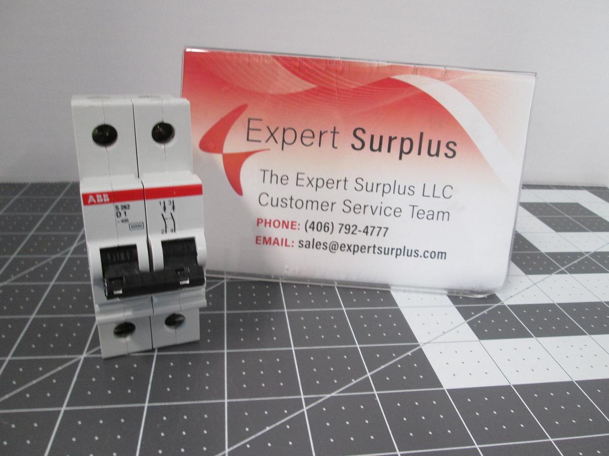 Used ABB, S262-D1, 1A 2 Pole 400VAC type D Circuit Breaker DIN Rail Used
