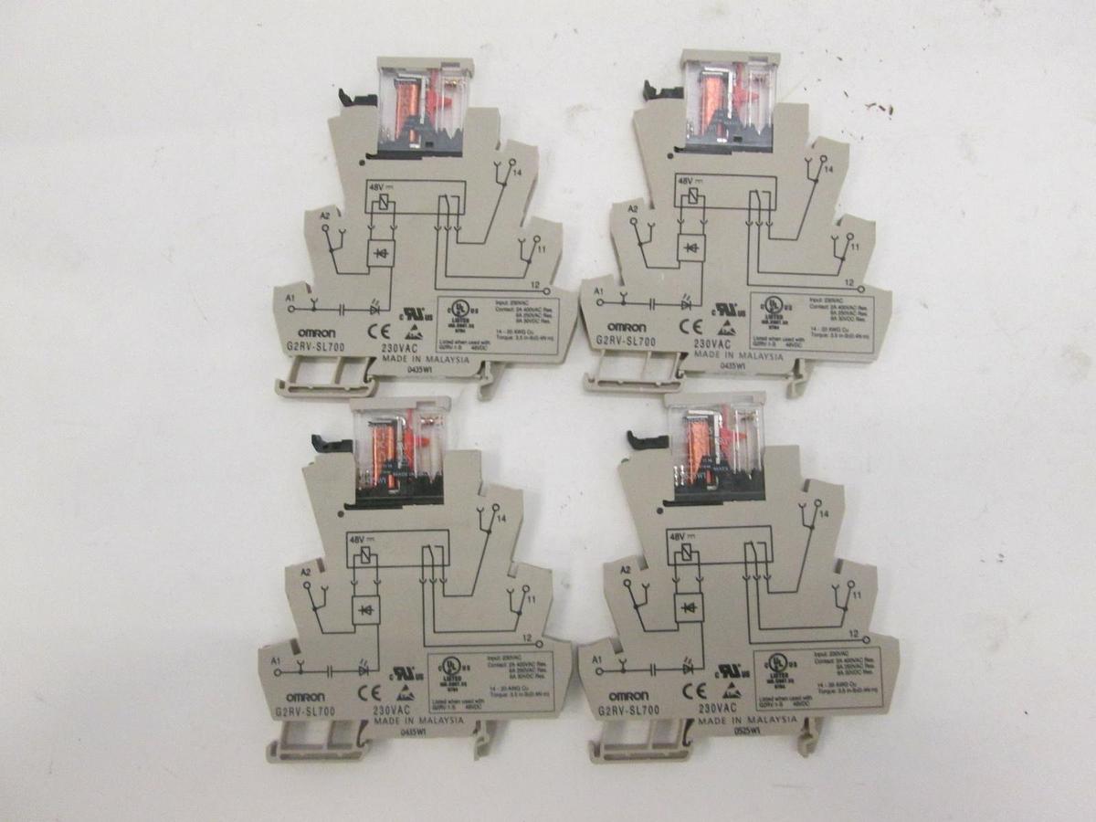 Used Omron, Power Relay W/ Socket, G2RV-SL700, Used, Lot of 4