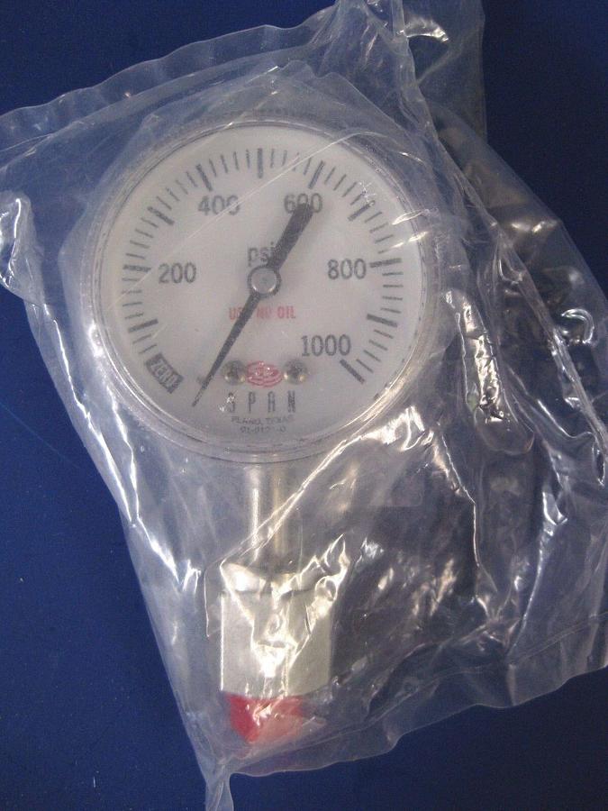 Used Span Instruments 2" Cleanroom Gauge 01-0127-D, 0-1000 psi, 1/4" FVCR, New