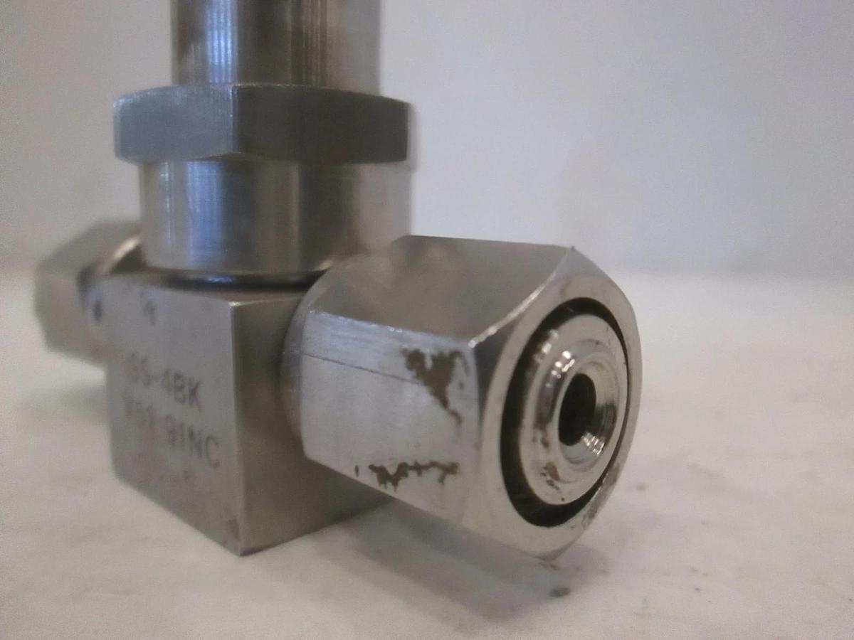 Used Nupro SS-4BK-V51-91NC Bellow Sealed Valve, NC, 1/4" FVCR, Used