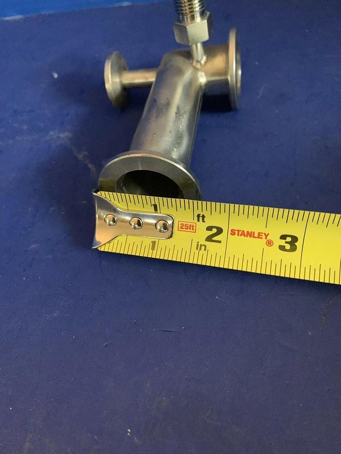 Used Vacuum Tube Miltered Elbow w/ 2 Ports, 4" SS Pipe, NW25 Flanges, Used